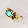 Кольцо "Рокки" из сплава бронзы и латуни, с хризоколлой 