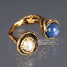 Кольцо "Крапона двойное" с кианитом и жемчугом 