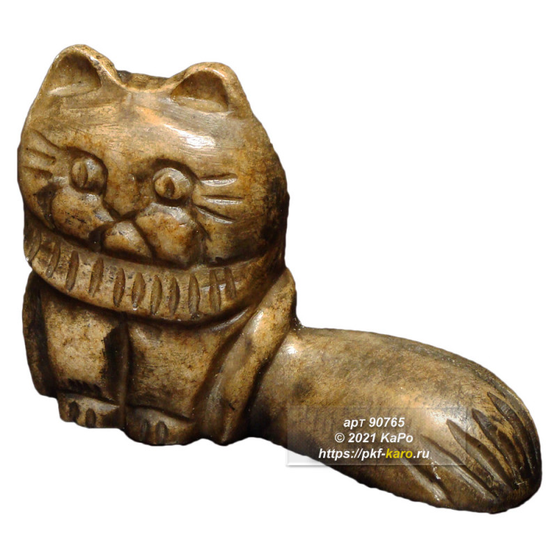 Фигурка из кальцита &quot;Кот сидит&quot;  Фигурка из кальцита "Кот сидит". На фото типовое изделие, оригинал может отличаться по размеру и весу (в пределах 10%), цвету, рисунку камня. 