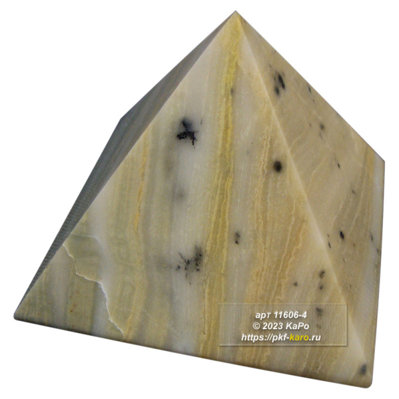 Пирамида из офиокальцита Пирамида изготовлена из офиокальцита. На фото типовое изделие, оригинал может отличаться по размеру и весу (в пределах 10%), цвету, рисунку камня. 