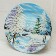 Тарелка фарфоровая с рисунком каменной крошкой "Зима"