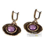 Серьги из сплава бронзы и латуни, с чароитом 
