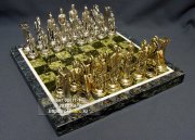 Шахматы "Агамемнон" с доской из змеевика и металлическими фигурами
