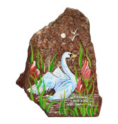 Магнит "Скол-Птицы" с рисунком акриловыми красками и каменной крошкой