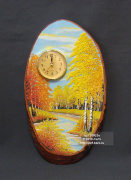 Часы-срез дерева с рисунком "Осень" СД-1,5 