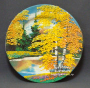 Тарелка фарфоровая с рисунком каменной крошкой "Осень"