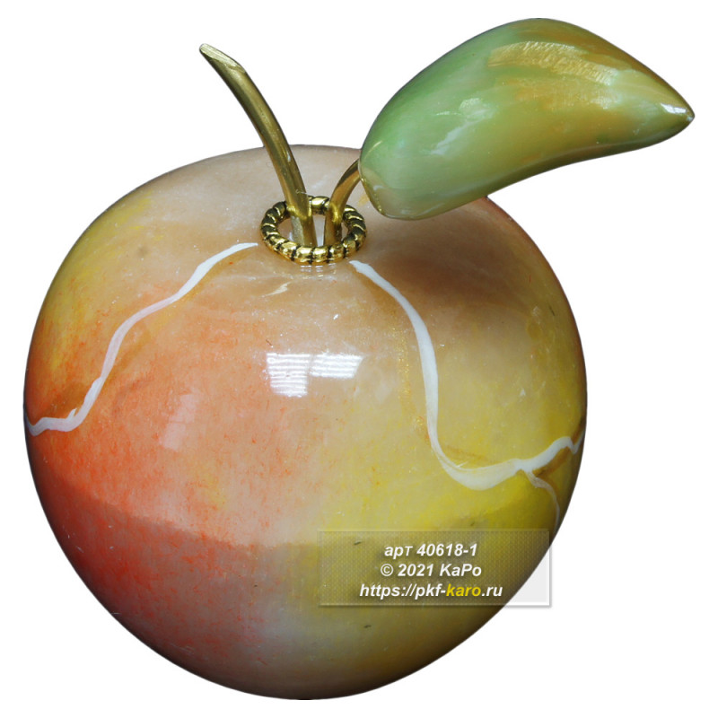 Яблоко из селенита Яблоко из селенита, расписано вручную акриловыми красками. На фото типовое изделие, оригинал может отличаться по размеру и весу (в пределах 10%), цвету, рисунку камня. 