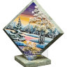 Срез каменный с рисунком акриловыми красками "Зима" на подставке СК-0,5п