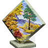 Срез каменный с рисунком акриловыми красками "Осень" на подставке СК-0,5п