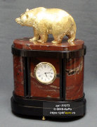Часы из яшмы, долерита и бронзы "Медведь"