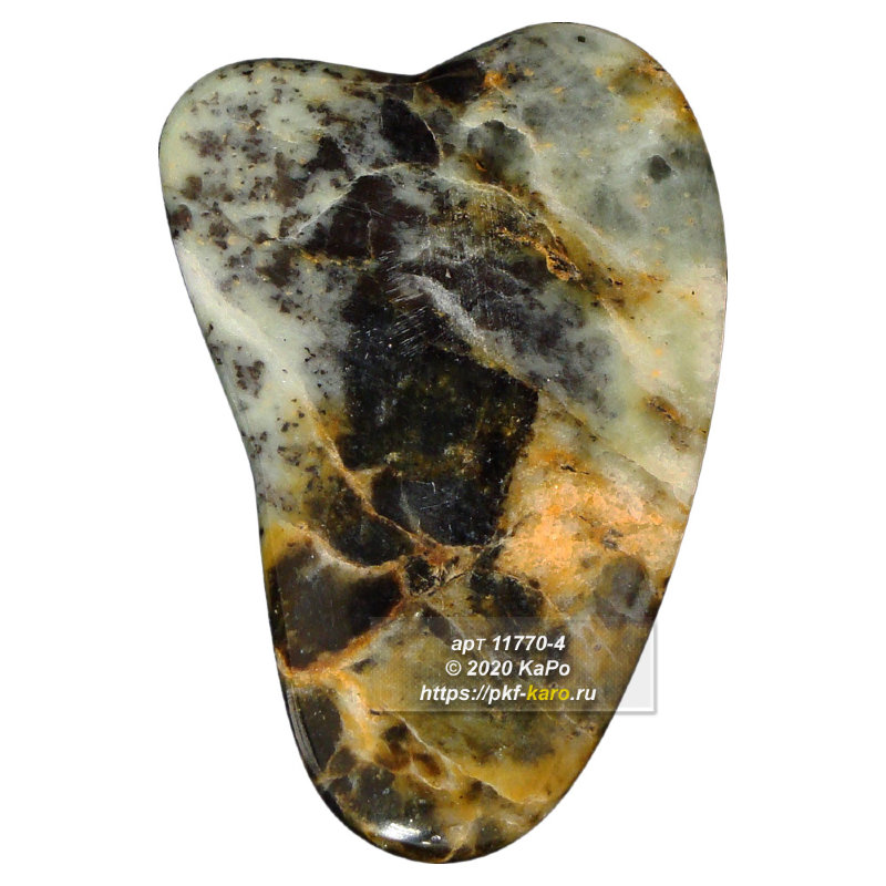Массажер скребок гуаша из офиокальцита Массажер скребок гуаша из офиокальцита. На фото типовое изделие, оригинал может отличаться по размеру и весу (в пределах 10%), цвету, рисунку камня. 