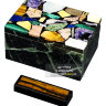 Подарочный набор для женщин: шкатулка из змеевика и разных камней "Сундук малый" с крышкой на шарнирах + флешка из тигрового глаза 32 GB