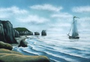 Образец рисунка с морской тематикой нарисованный каменной крошкой