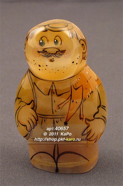 40657  Фигурка из селенита " Мужик с лисой" 