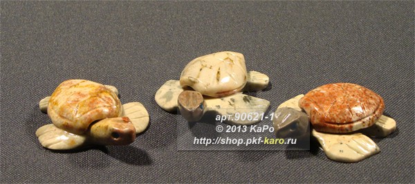 Черепаха водяная L-45 мм,  h-15 мм из агальматолита  Фигурка из камня агальматолит