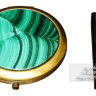 Подарочный набор для женщин: Флешка из малахита 32 GB + Зеркало карманное круглое из малахита под бронзу 