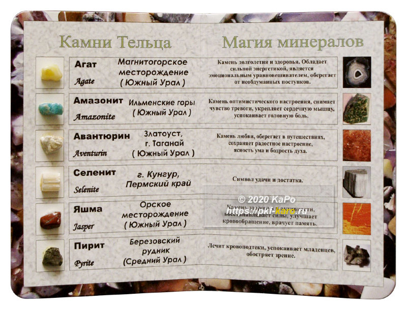 Коллекция минералов Знак зодиака Телец на открытке Коллекция минералов на красочной открытке по знаку зодиака Телец. На фото типовое изделие, оригинал может отличаться по размеру и весу (в пределах 10%), цвету, рисунку камня. 