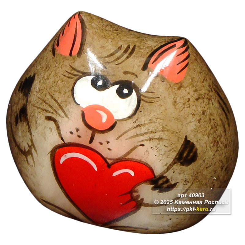 Фигурка из селенита &quot;Котенок Веня&quot; Фигурка "Котенок Веня" из селенита. Расписана вручную красками. На фото типовое изделие, оригинал может отличаться по размеру и весу (в пределах 10%), цвету, рисунку камня. 