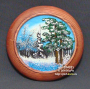 Тарелка деревянная ТД-15 с рисунком "Зима"
