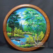 Тарелка деревянная с рисунком "Лето"  ТД-50