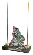 Настольный  прибор из змеевика "Карта Свердловской области"  с флагштоками