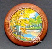 Тарелка деревянная ТД-15 с рисунком "Осень"