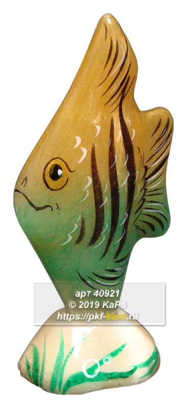 Фигурка из селенита &quot;Рыбка аквариумная&quot; мини Фигурка "Рыбка аквариумная" из селенита. Расписана вручную красками. На фото типовое изделие, оригинал может отличаться по размеру и весу (в пределах 10%), цвету, рисунку камня. 