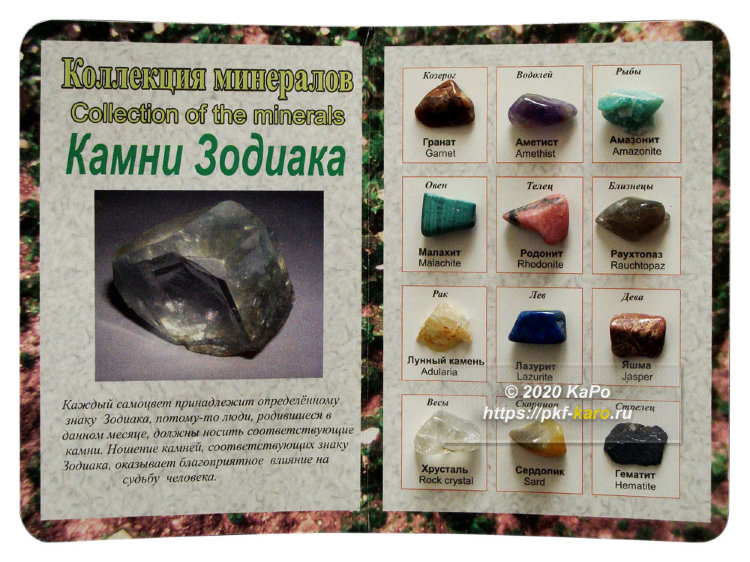Камни Зодиака Коллекция минералов на открытке