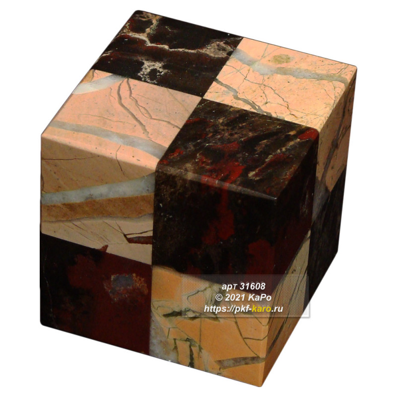 Кубик комбинированный из пейзажной яшмы  Кубик комбинированный из пейзажной яшмы. На фото типовое изделие, оригинал может отличаться по размеру и весу (в пределах 10%), цвету, рисунку камня. 