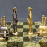 Шахматы "РЖД" с доской из змеевика и фигурами из бронзы