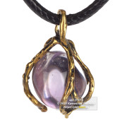 Колье Капля из аметиста и сплава бронзы и латуни