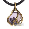 Колье Капля из аметиста и сплава бронзы и латуни