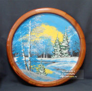 Тарелка деревянная с рисунком "Зима" ТД-50