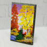 Срез каменный с рисунком акриловыми красками "Осень" на подставке 