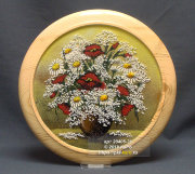 Тарелка деревянная с рисунком "Маки" 