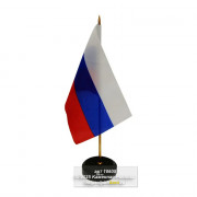 Флагшток настольный из латуни на круглой подставке из змеевика