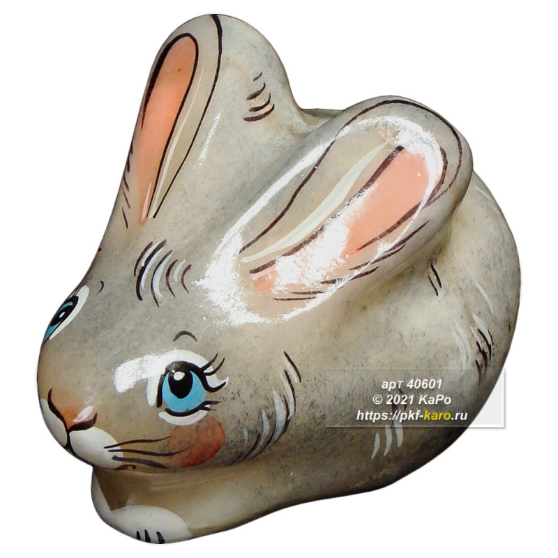 Фигурка из селенита &quot;Кролик&quot; Фигурка из селенита "Кролик", расписана вручную акриловыми красками. На фото типовое изделие, оригинал может отличаться по размеру и весу (в пределах 10%), цвету, рисунку камня. .