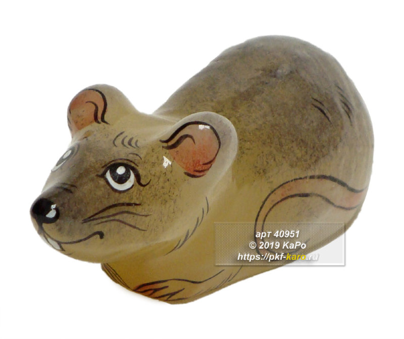 Фигурка из селенита &quot;Крыса маленькая&quot;  Фигурка "Крыса маленькая" из селенита. Расписана вручную красками. На фото типовое изделие, оригинал может отличаться по размеру и весу (в пределах 10%), цвету, рисунку камня. 