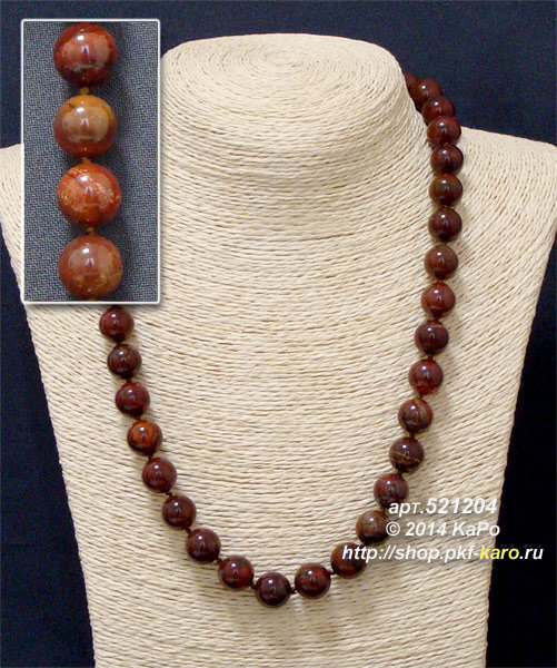 521204 Бусы  Яшма красная-черная шар Д-10 мм 55-57 см Бусы из красно - черной яшмы 55-57 см, шар Д-10 мм