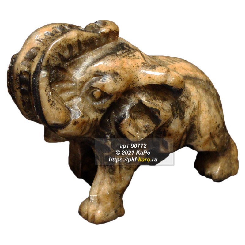 Слон из кальцита Слон из кальцита. На фото типовое изделие, оригинал может отличаться по размеру и весу (в пределах 10%), цвету, рисунку камня. 