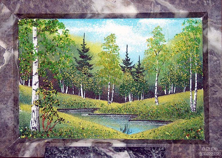 Картина на камне из каменной крошки