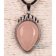 Кулон «Капля» из розового кварца на шнурке 