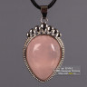Кулон «Капля» из розового кварца на шнурке 