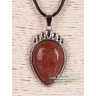 Кулон «Капля» из клубничного кварца на шнурке 