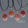 Кулон «Капля» из клубничного кварца на шнурке 