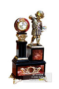Часы из яшмы, долерита и бронзы "Мальчик-художник"
